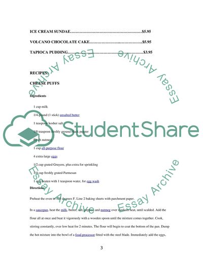 Analyzing Menu Items of Au Canada