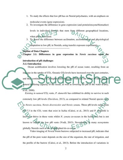 Effect of Ocean acidification upon ability to genetically adapt in Nereis species