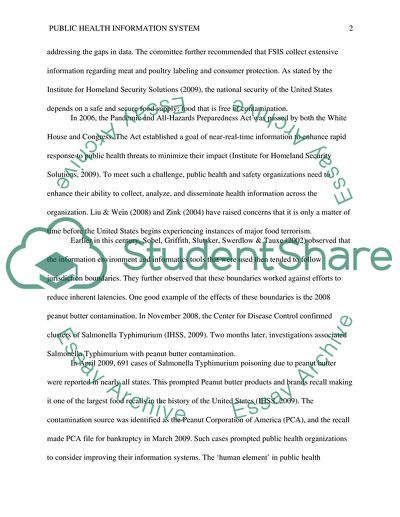 The FSISs Public Health Information System