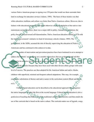 Successful Cultural-Based Curriculum for Native American/Indian American Children