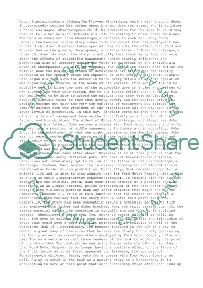 Character Analysis: Upton Sinclairs The Flivver King