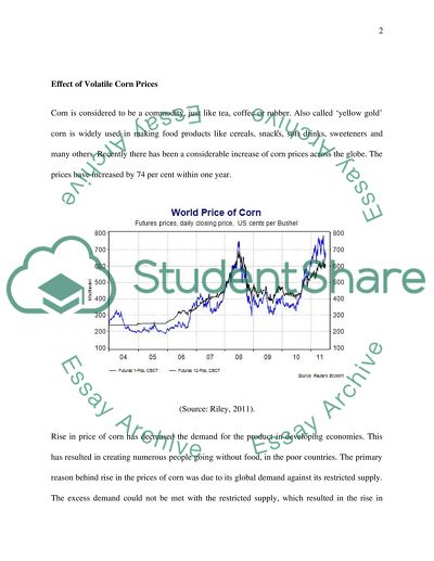 Economics of Volatile Corn Prices