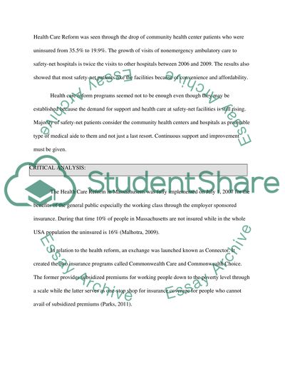 Safety Net Providers After Health Care Reform