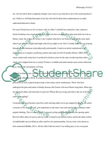 Lance Armstrong Talks about Philosophy of Life