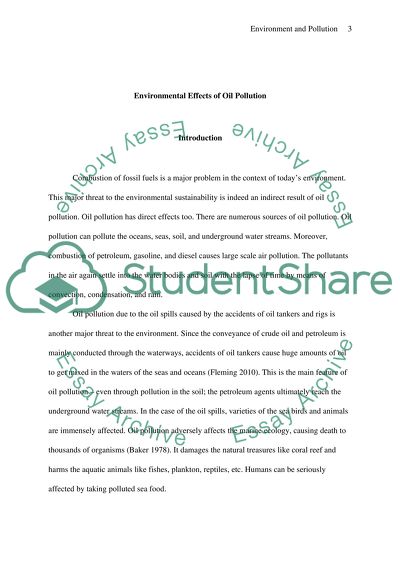 Environmental Effects of Oil Pollution