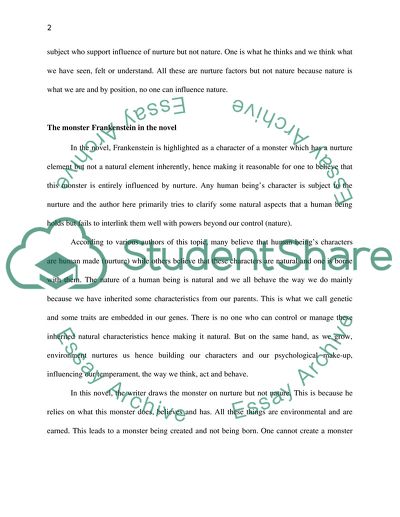 Arguments of the Novel Frankentein by Mary Shelley