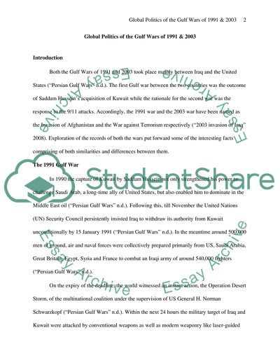 Global Politics of the Gulf Wars of 1991 and 2003