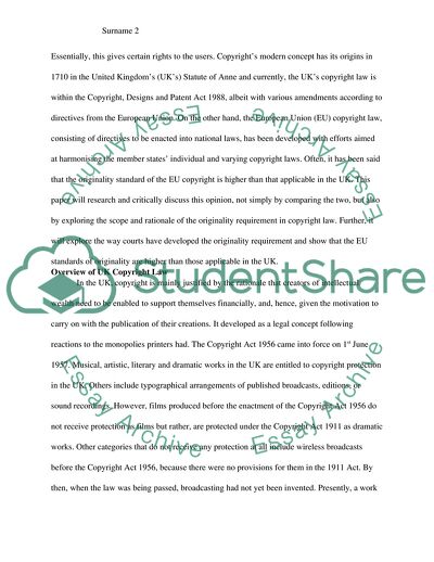 EU s Standard of Copyright