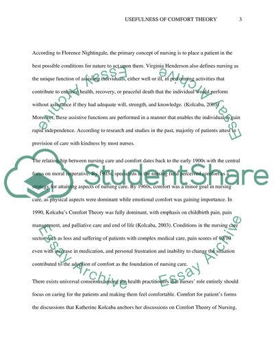 Usefulness Of Comfort Theory Research Paper Example Topics And