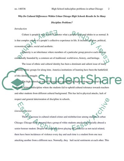 Why Do Cultural Differences Within Urban Chicago High Schools Results In So Many Discipline Problems