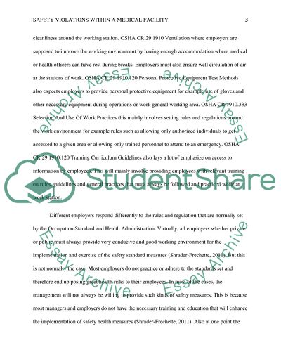 Safety Violations within a Medical Facility