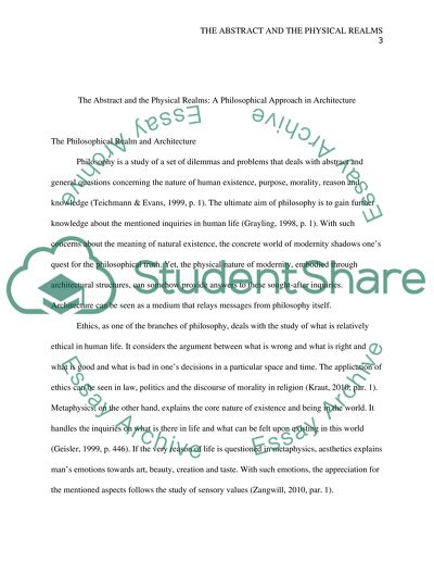 The Abstract and the Physical Realms: A Philosophical Approach in Architecture