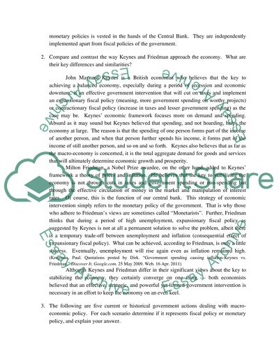 Defining Fiscal and Monetary Policy