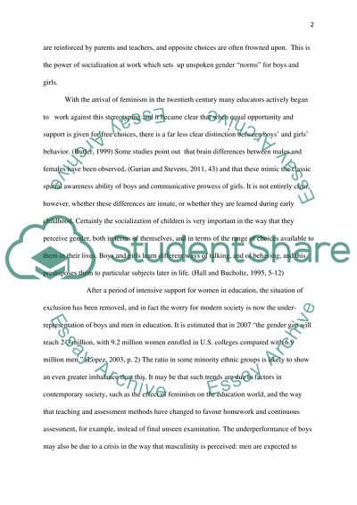 I would like to do my paper on the way different genders are educated and learn differently