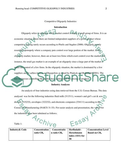Competitive Oligology Industries