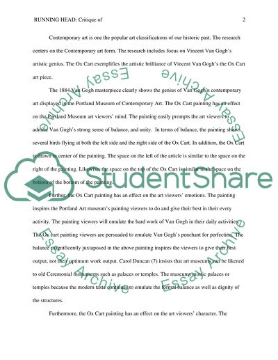 Visual Arts: Critique of Art Work