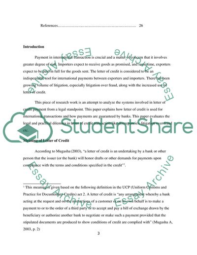 A Letter of Credit as a Payment System: International Sales Transactions