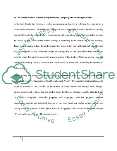 Protecting On-Line Interests and Understanding How Intellectual Property Relates to E-Commerce