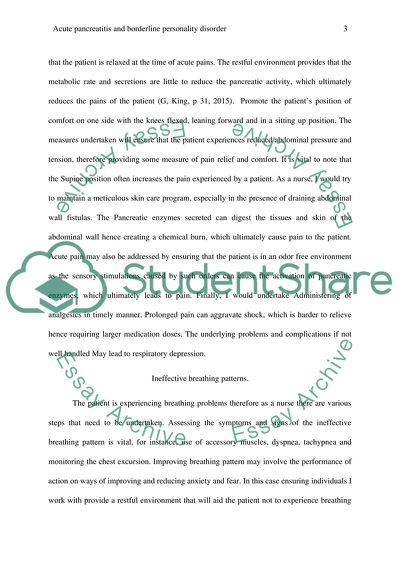 Nursing Interventions: Acute Pancreatitis and Borderline Personality Disorder