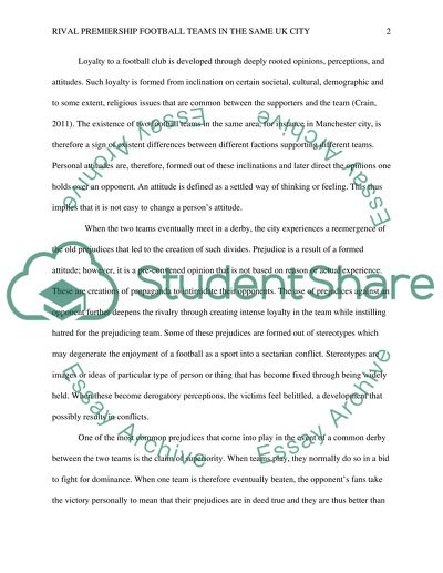 Groups of fans of rival premiership football teams within the same UK city