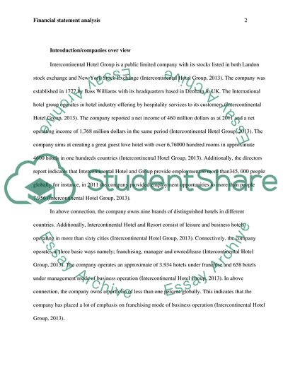 Financial Statement Analysis - Intercontinental Hotel Group