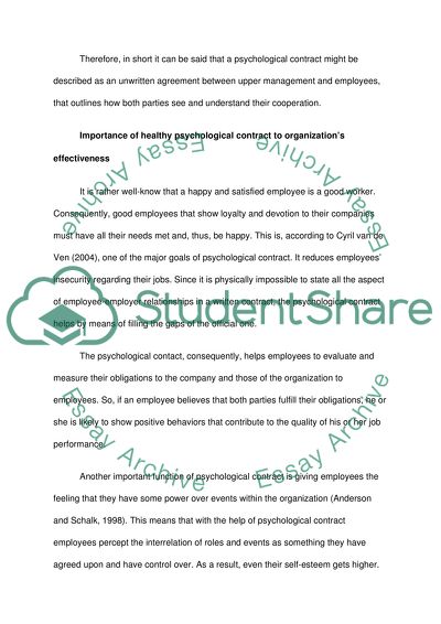 Why might a healthy psychological contract amonst its employees be important to an organisations effectiveness