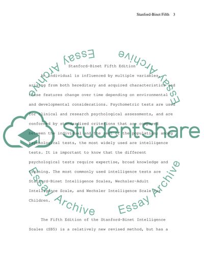 Stanford-Binet Fifth Edition