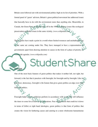 The Origin of Green Politics