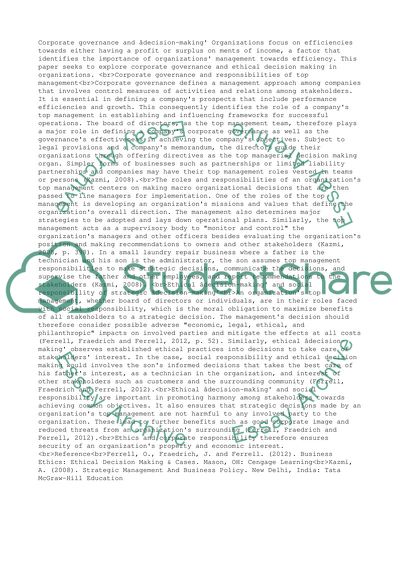 Corporate governance and ethical decision ion making