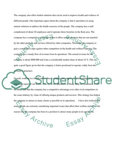 Working in a Health and Wellness Company