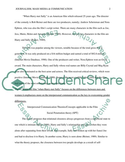 Interpersonal communication about When Harry met Sally movie