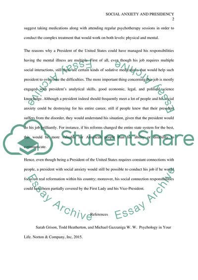 Social Anxiety and Presidency