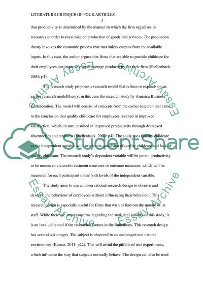 Child Care and Parent Productivity