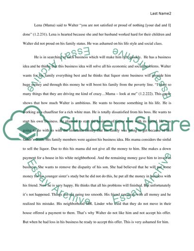 A Raisin in the Sun by Lorraine Hansberry. Analysis of Character of Walter Lee younger