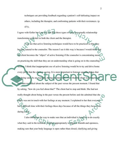 Active Listeting during a Counseling Session