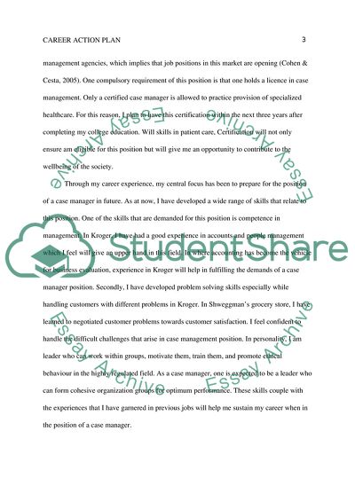 Career Action Plan Essay Example | Topics and Well Written Essays ...