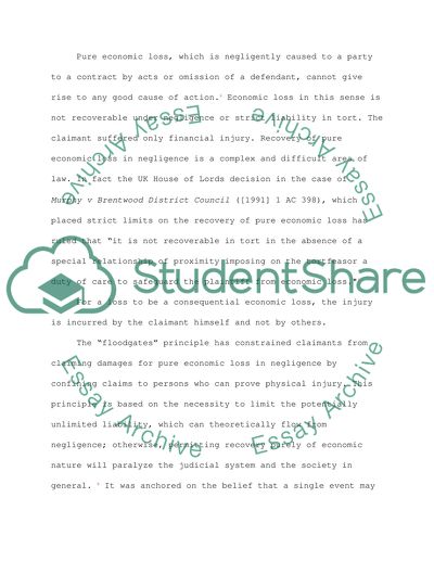 Recovery of economic loss in negligence