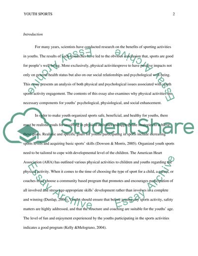 Physical and Psychological Issues Associated with Youth Sports Activity Engagement