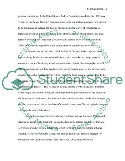 Auteur Theory in Kieslowskis Trilogy