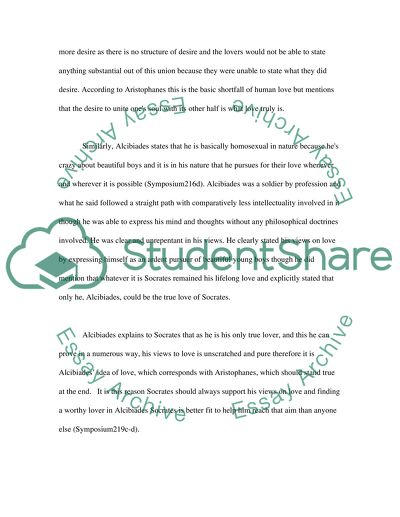 A look into the Accounts of Love as depicted in The Symposium by Plato