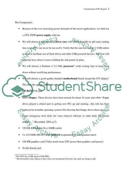 Technical Manual Covering the Construction of a PC System