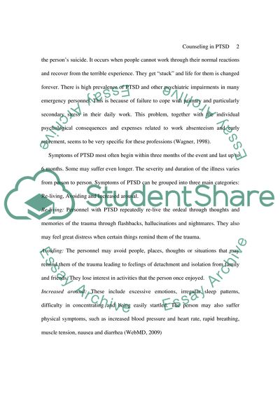 Mental disorder councelor (Treanment for mental disorder (PTSD)