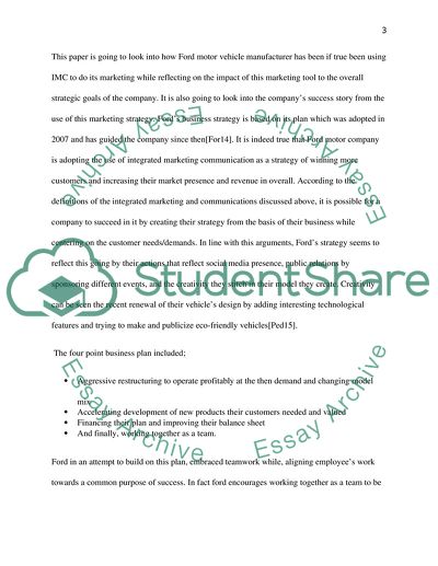 Integrated Marketing Communication at Ford Company