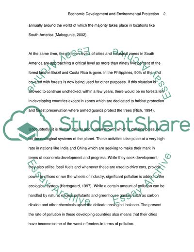 Economic Development and Environmental Protection