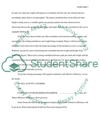 Correlation between Height and Weight in Relation to the Ability of the Basketball Players