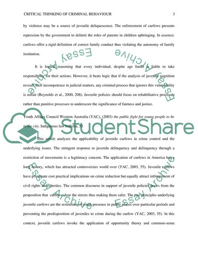 Critical Thinking of Criminal Behavior