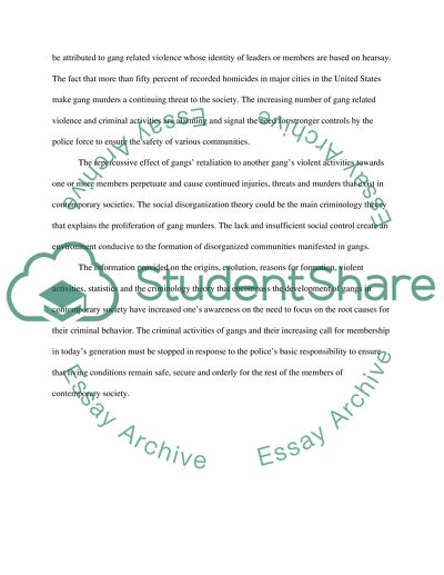 Gang Murders as a Criminal Activity