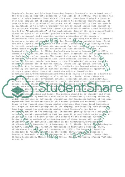 Starbucks Issues and Solutions