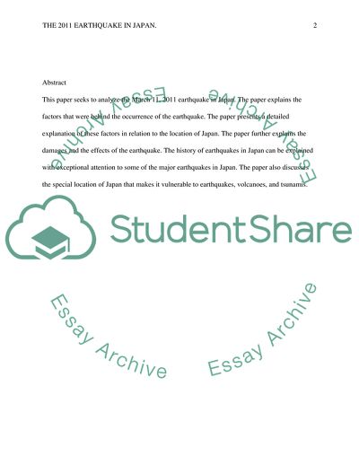 The 2011 Earthquake in Japan