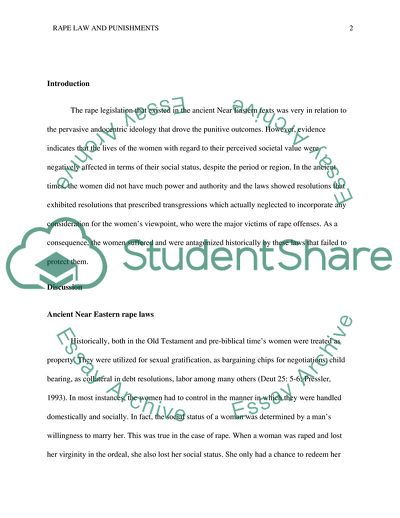 Rape Law in the Old Testament and the Ancient Near Eastern Period